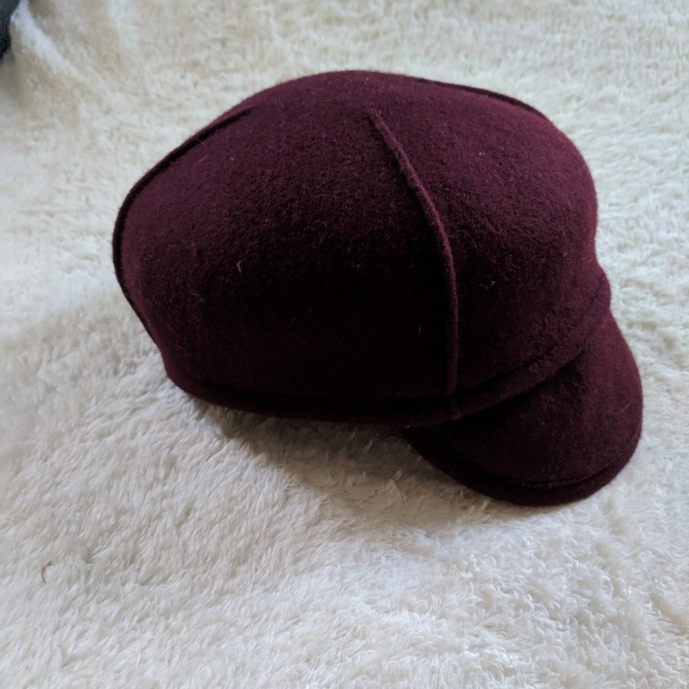 🌟last day:Tarnish Maroon Wool Felt Newsboy Hat - Picture 6 of 7